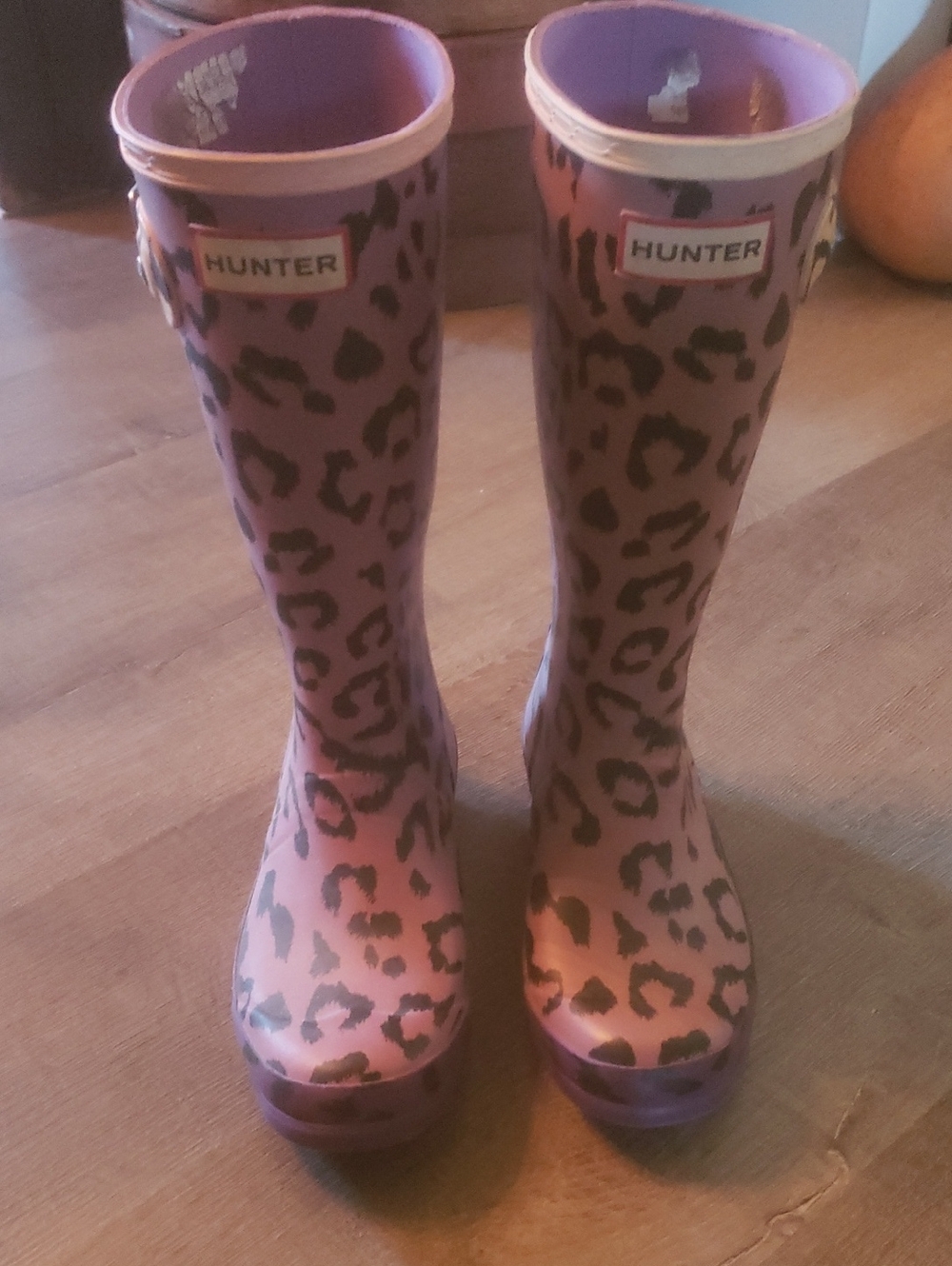 Hunter Leopard-Print Tall Rain Boots in Pink and Purple